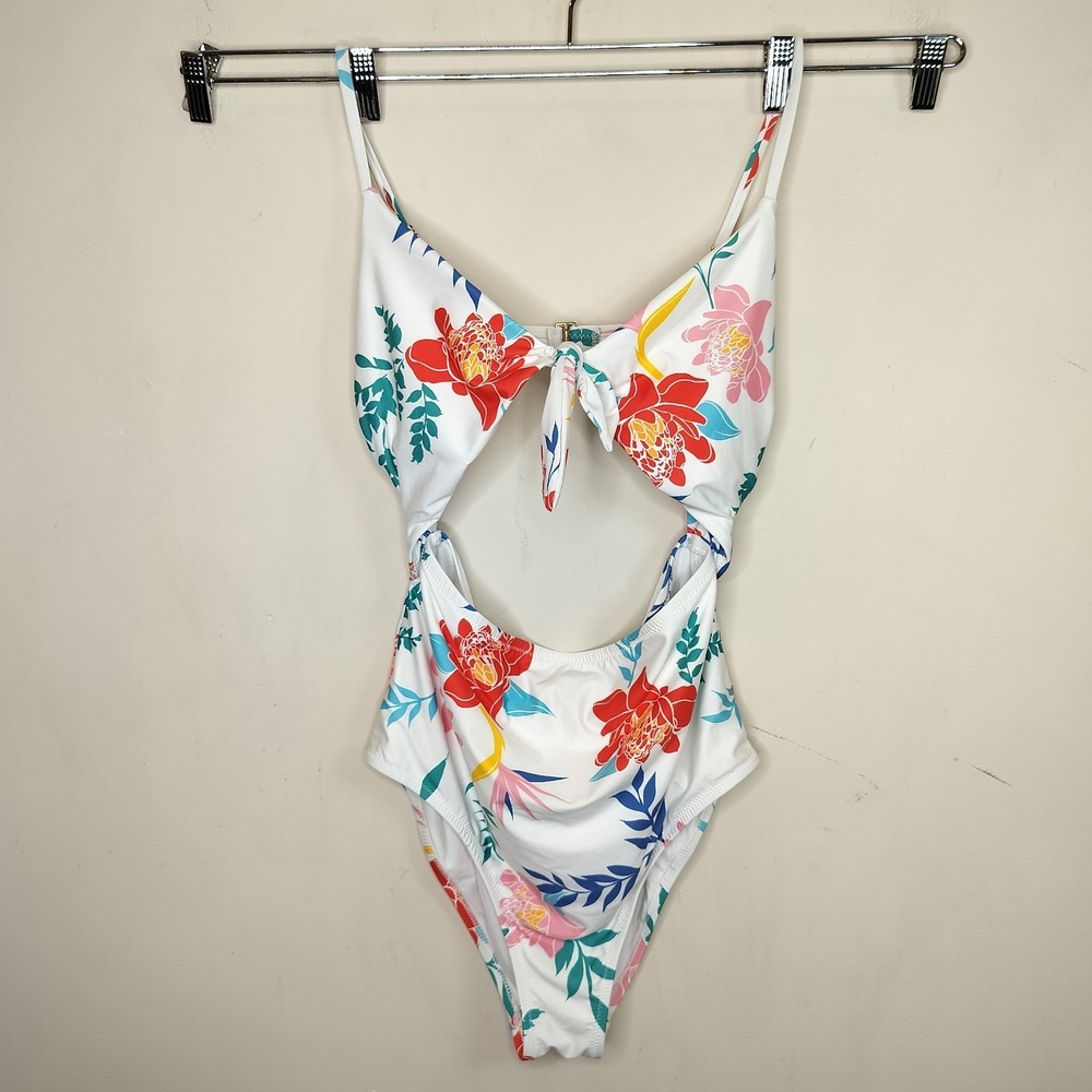 Modcloth White Floral One Piece Swimsuit
